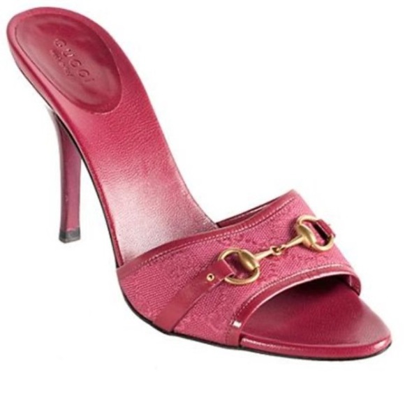 😍 RARE AUTH GUCCI Y2K Raspberry Mirabelle GG heels - Picture 2 of 14